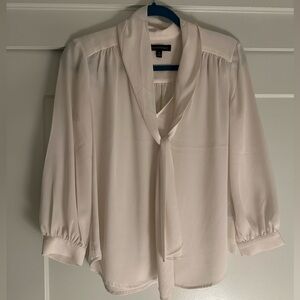 Banana Republic White Blouse with Neck Tie/Bow